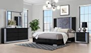 Wavy black queen bed in modern style w/ led by Global additional picture 3