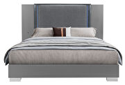 Smooth silver queen bed in modern style w/ led by Global additional picture 7