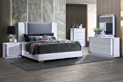 Smooth white queen bed in modern style w/ led by Global additional picture 2