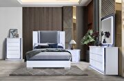 Smooth white queen bed in modern style w/ led by Global additional picture 4