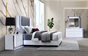 Smooth white queen bed in modern style w/ led by Global additional picture 5