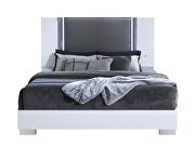 Smooth white king bed in modern style w/ led by Global additional picture 8