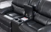 Dark gray leather contemporary reclining sofa additional photo 2 of 4