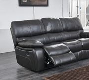 Dark gray leather contemporary reclining sofa additional photo 3 of 4