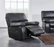 Dark gray leather contemporary reclining sofa additional photo 4 of 4