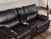 Dark brown leather contemporary reclining sofa by Global additional picture 2