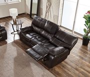 Dark brown leather contemporary reclining sofa additional photo 3 of 4