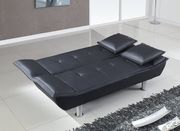 Affordable black leatherette sofa bed w/ metal legs by Global additional picture 2