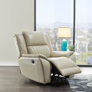 Beige leather gel recliner sofa by Global additional picture 8