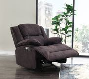 Gray brown fabric reclining sofa by Global additional picture 2