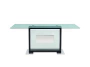 Modern glass top black base dining table by Global additional picture 4