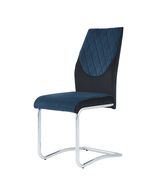 Chrome / blue fabric dining chair by Global additional picture 4