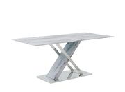 Marble dining table top w/ x-crossed stainless steel base by Global additional picture 3