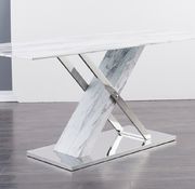 Marble dining table top w/ x-crossed stainless steel base by Global additional picture 6