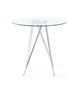 Round glass top elegant bar style table w/ red chairs by Global additional picture 2