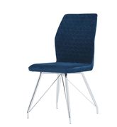 Futuristic blue velvet modern dining chair by Global additional picture 2