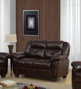 Coffee leatherette sofa in casual design by Global additional picture 3