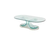 Clear bent glass oval coffee table by Global additional picture 2