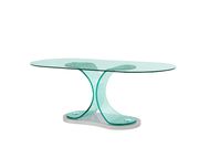 Curved glass base / glass top modern dining table by Global additional picture 2