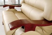 Cappuccino leather match loveseat w/ wooden arms by Global additional picture 3