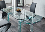 Full glass & metal dining table w/ extensions by Global additional picture 7