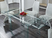 Full glass & metal dining table w/ extensions by Global additional picture 8