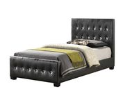 Tufted buttons design bed in black leatherette by Glory additional picture 2