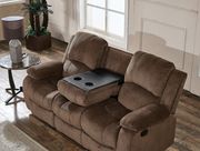 Brown extra plush coffee rec sofa w/ drop down table additional photo 2 of 4