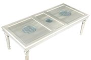 Silver / metallic clear glass dining table w/ glass inserts by Global additional picture 7
