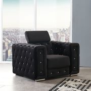 Black velvet sofa w/ adjustable headrests by Global additional picture 2
