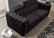 Black velvet sofa w/ adjustable headrests by Global additional picture 3