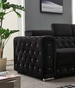 Black velvet sofa w/ adjustable headrests by Global additional picture 5