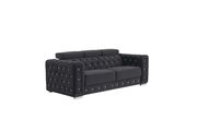 Black velvet sofa w/ adjustable headrests by Global additional picture 6