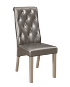 Glam style dining chair in silver faux leather by Global additional picture 4