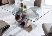 Two-toned walnut / clear glass top dining table by Global additional picture 2