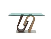 Oak / walnut base bar table w/ glass top by Global additional picture 2