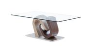 Oak and walnut coffee table w/ glass top by Global additional picture 2