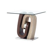 Oak and walnut coffee table w/ glass top by Global additional picture 4