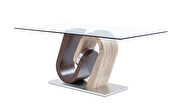 Two-toned walnut / clear glass dining table by Global additional picture 2