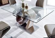 Two-toned walnut / clear glass dining table by Global additional picture 3