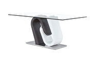 Modern dining table w/ glass top and white/gray base by Global additional picture 2
