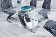 Modern dining table w/ glass top and white/gray base by Global additional picture 3