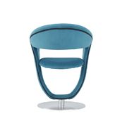 Turquoise dining chair with round chrome base by Global additional picture 2