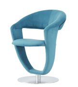 Turquoise dining chair with round chrome base by Global additional picture 4