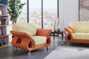 Ultra modern orange/beige leather sofa w/ chrome legs by Global additional picture 2