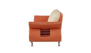 Ultra modern orange/beige leather sofa w/ chrome legs by Global additional picture 3