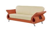 Ultra modern orange/beige leather sofa w/ chrome legs by Global additional picture 5