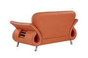 Ultra modern orange/beige leather sofa w/ chrome legs by Global additional picture 6