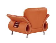 Ultra modern orange/beige leather sofa w/ chrome legs by Global additional picture 7