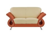 Ultra modern orange/beige leather sofa w/ chrome legs by Global additional picture 9